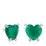 Silver Color Pills Heart earrings with treated chalcedony