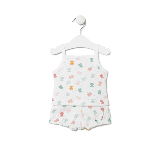 Baby outfit with shoulder straps in Joy white