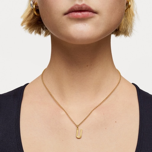 Medium 18kt gold plating over silver letter U Pendant TOUS Alphabet