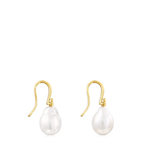 Tropfen-Ohrringe Gloss aus Vermeil-Silber mit Perle