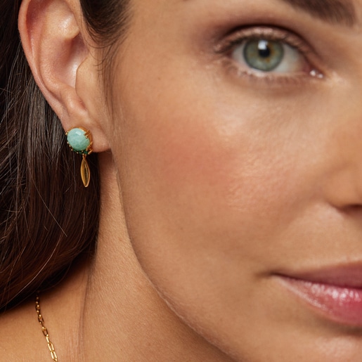 Silver Vermeil Fragile Nature Earrings with Amazonite and Malachite