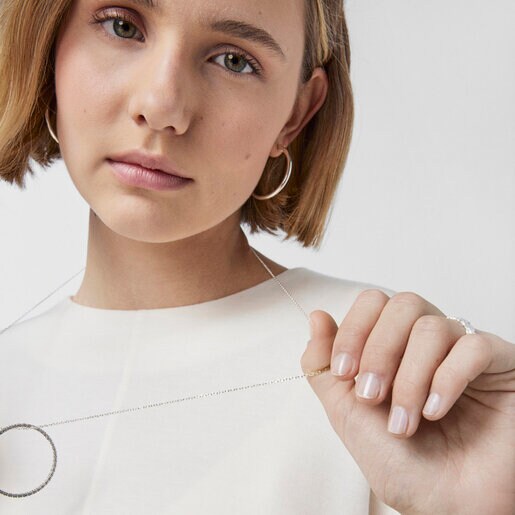 Длинная серебряная цепочка TOUS Chain из овальных колец, 80 см.