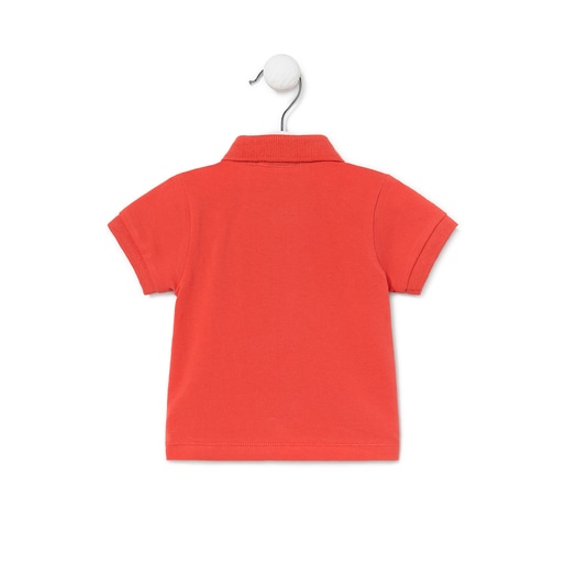 Boys Casual pique fabric polo shirt in coral