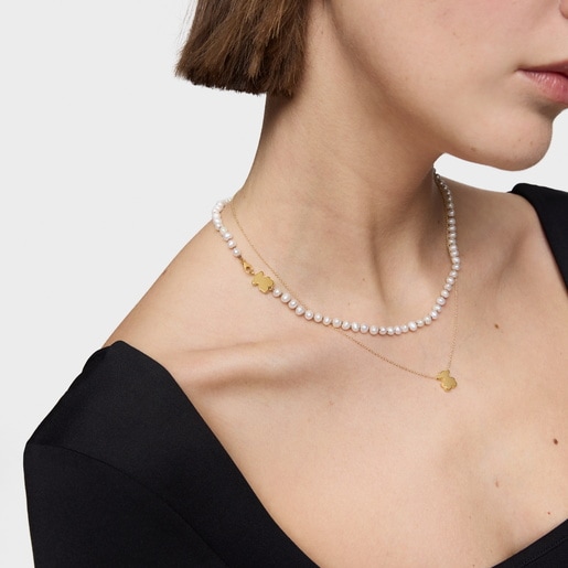 שרשרת Sweet Dolls קצרה מזהב עם מוטיב דובון בגודל 10 מ"מ