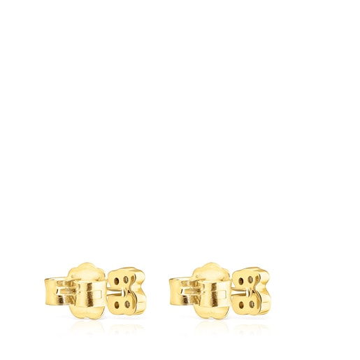 Aretes con baño de oro 18 kt sobre plata con oso de cromodiópsidos TOUS New Motif