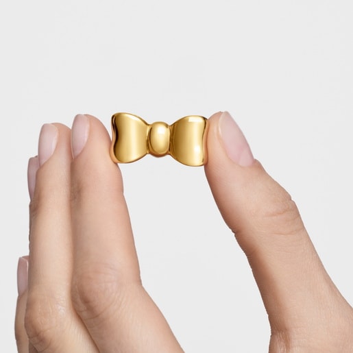 25 mm大、18ktゴールドコーティング・シルバーのリボン・ペンダントトップ TOUS Ribbon