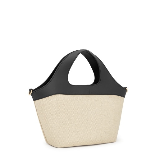 Cabas noir et beige petit TOUS Lirio Canvas