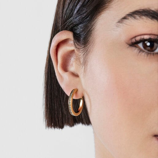 Средние серьги с диском Nocturne из вермеля с бриллиантами