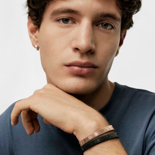 Rose IP Steel TOUS Mesh Bracelet wirh embossed TOUS letters, 0,6cm.