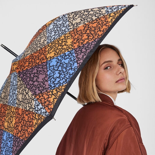 Large blue and orange Kaos Mini Stamp Umbrella