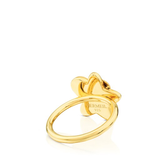 Vermeil Silver Face Ring with Spinel and Enamel