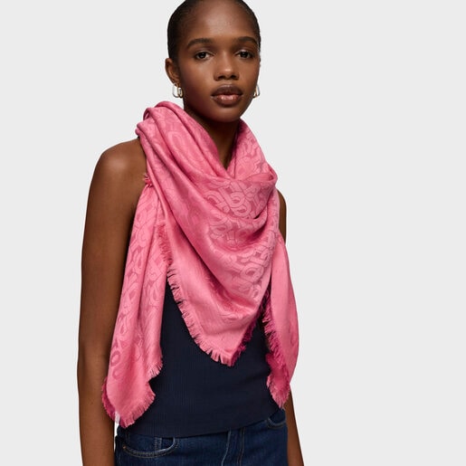 Foulard carré rose grand TOUS MANIFESTO