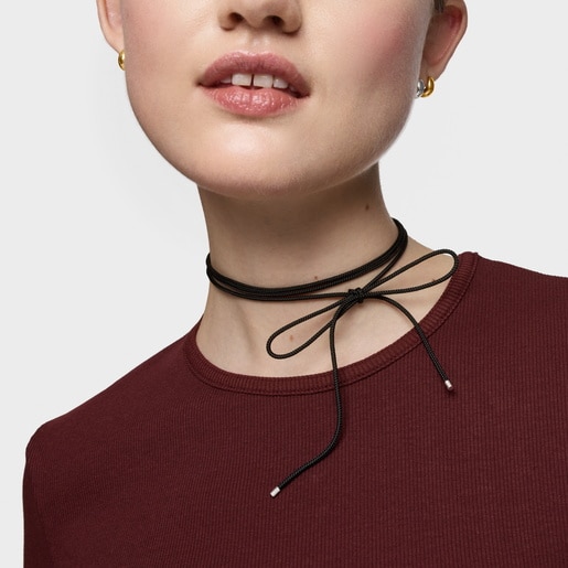 Collar largo de plata en color negro TOUS Basics
