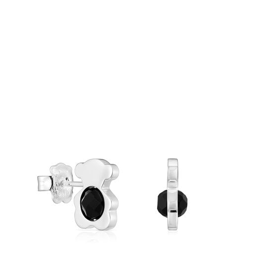 Small silver with onyx 12 mm bear earrings I-Bear | TOUS