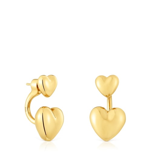 Pendientes cortos con baño de oro 18 kt sobre plata y motivo corazón Garden Of Love