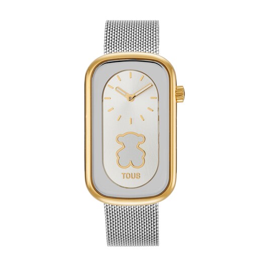 Reloj analógico bicolor con silueta oso y brazalete de acero T-Band Club