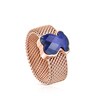 Rose IP Steel TOUS Mesh Color Ring with faceted Lapis Lazuli Bear motif