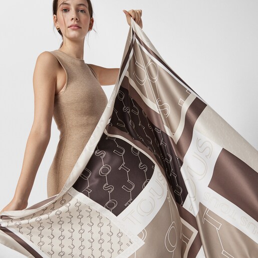 Коричневый шарф Script Soft Poly