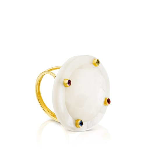 Ciel Ring in Gold with Gems and Mother-of-Pearl