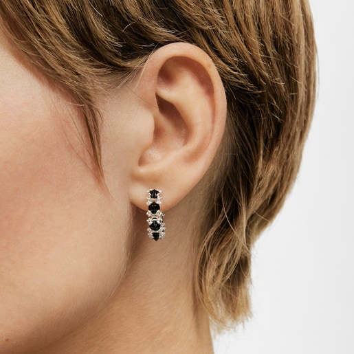 Pendientes aro de plata y ónix Color Pills