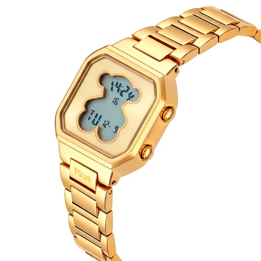 TOUS D-BEAR MINI digital Watch with gold-colored stainless steel bracelet