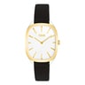 Gold-colored IPG steel analog Watch with black leather strap Heritage