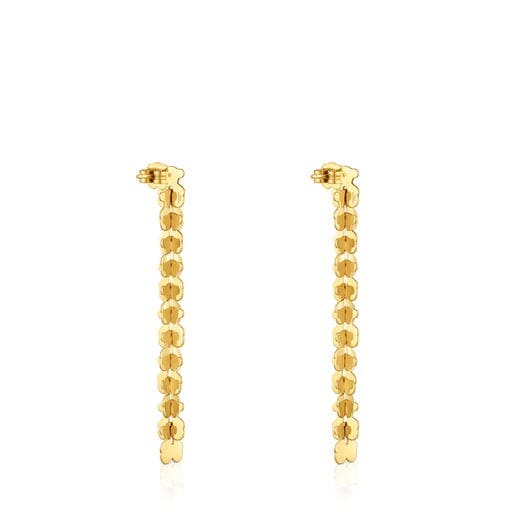 Pendientes largos de acero en color dorado con motivos oso Carrusel