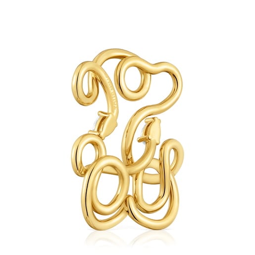 18ktゴールドコーティング・シルバーに、ラボグロウンダイヤモンドを添えた35 mm大のベア・ペンダントトップ Lio LGD