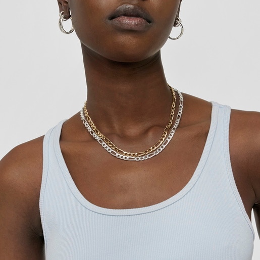 Gargantilla barbada mix de plata, 45 cm Chain