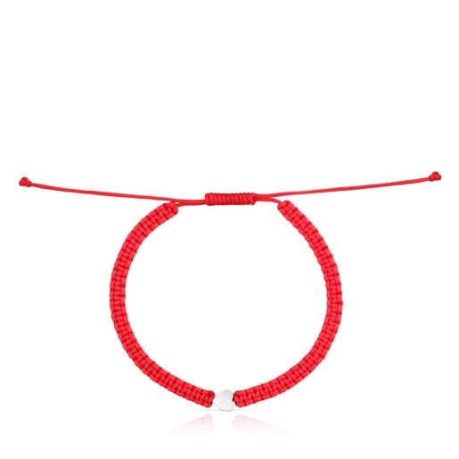 Pulsera corazón de plata y nylon rojo TOUS Motivos