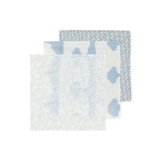 Pack of 3 muslins in MMuse sky blue