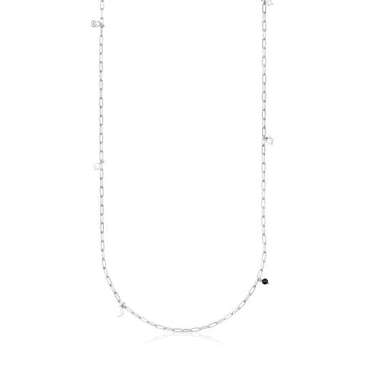Lange Halskette Magic Nature aus Silber mit Perlen und Onyx