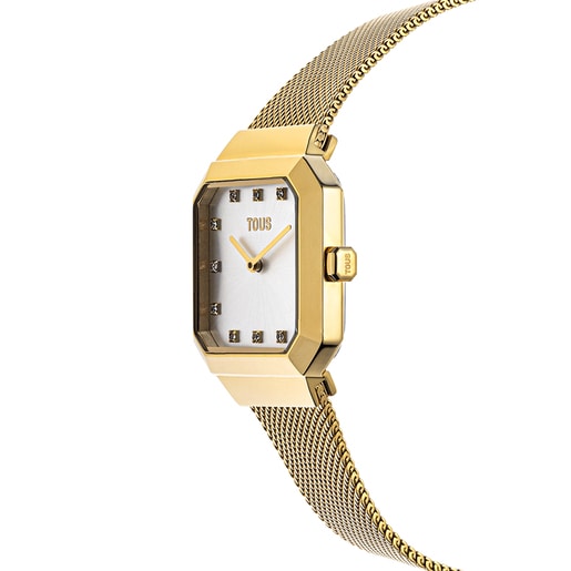 Orologio analogico con bracciale in acciaio placcato IP color oro Karat Squared