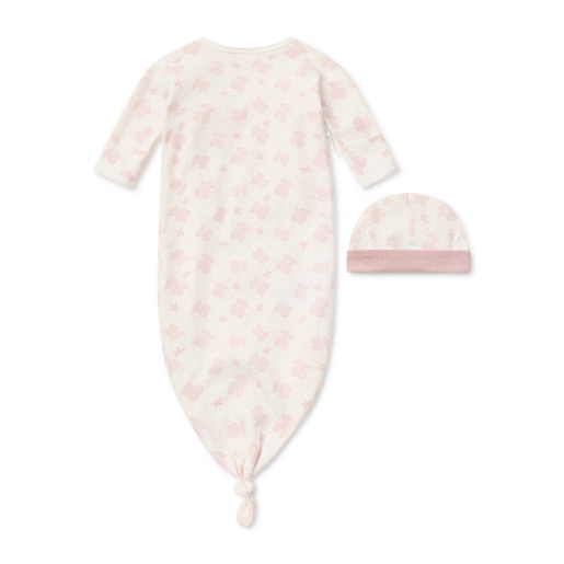 Baby pyjamas and hat set in Illusion pink