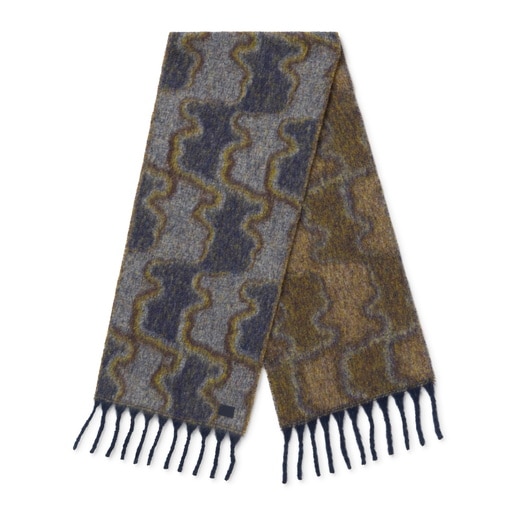 Bufanda grande azul marino y topo TOUS Bear Waves