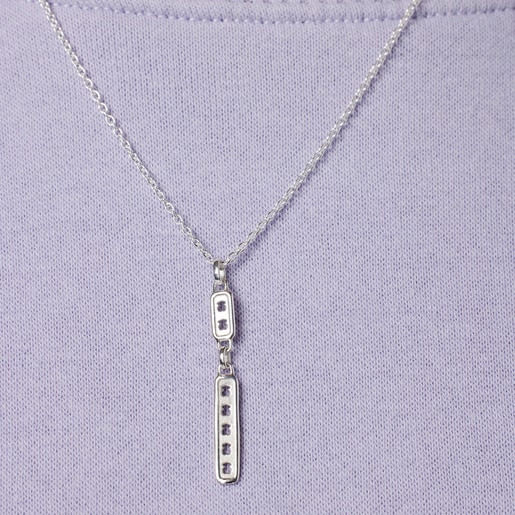 長方形のプレートが施されたシルバーネックレス TOUS Bear Row