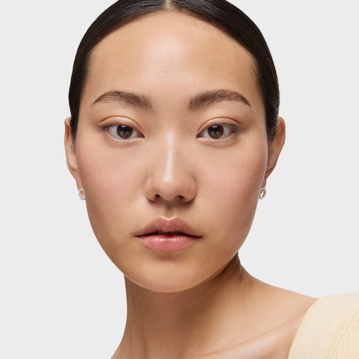 Aretes pequeños Straight disco de Plata