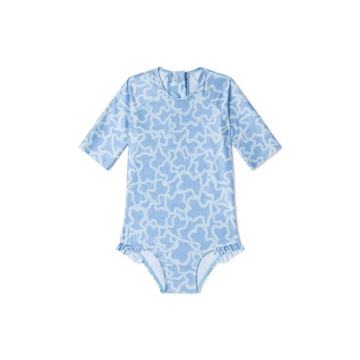 Bañador integral de niña manga larga Kaos azul