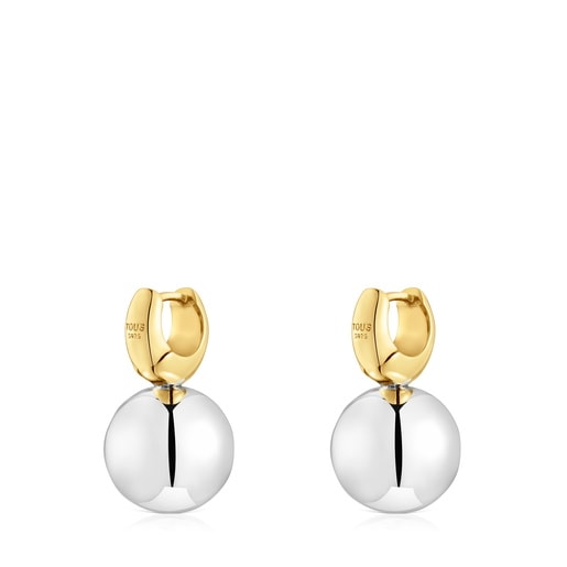 Boucles d’oreilles anneaux bicolores motif bille Warm