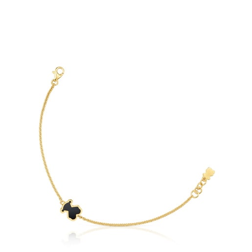 Pulsera con baño de oro 18 kt sobre plata y metacrilato negro Galaxy