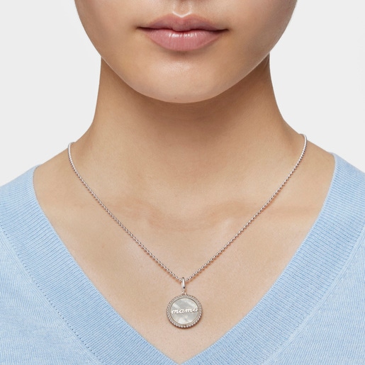 Silver medallion Pendant with nacre TOUS Mama