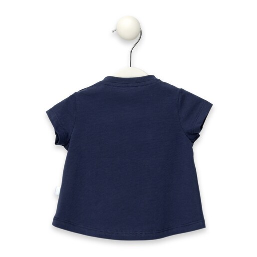 Planet Bear Casual girl's T-shirt in navy blue