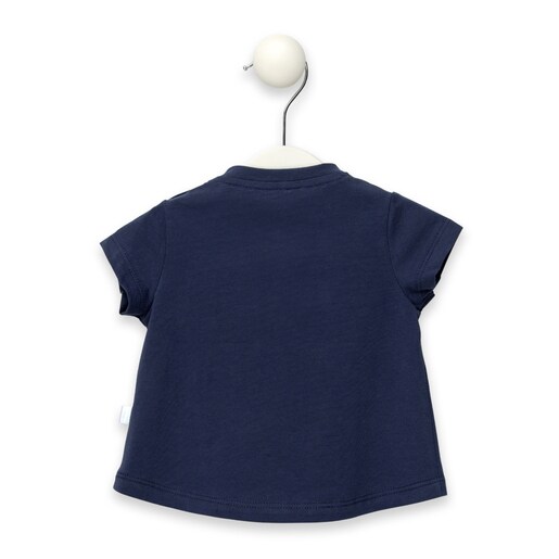 T-shirt de fille Planet Bear Casual bleu marine