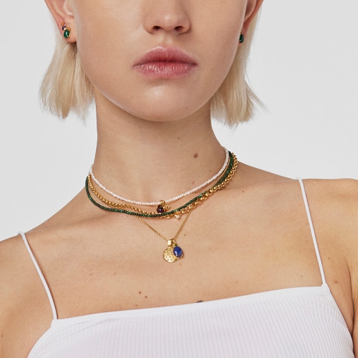 תליון Virtual Garden מוורמיל כסף בשילוב אבני אחלמה וכרום דיופסיד