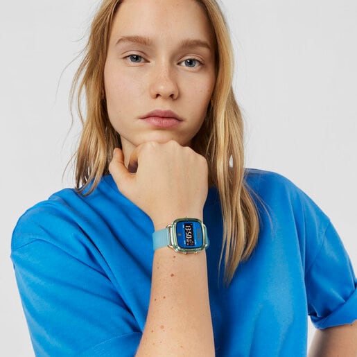 Modré polykarbonátové Digitální hodinky se silikonovým řemínkem D-Logo Fresh