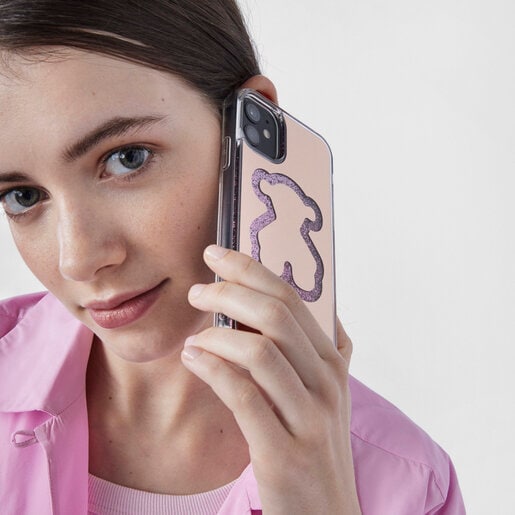 XI pink Delrey Glitter Mirror Bear Cellphone cover