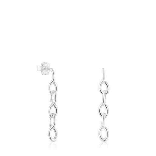 Long silver Bent Earrings