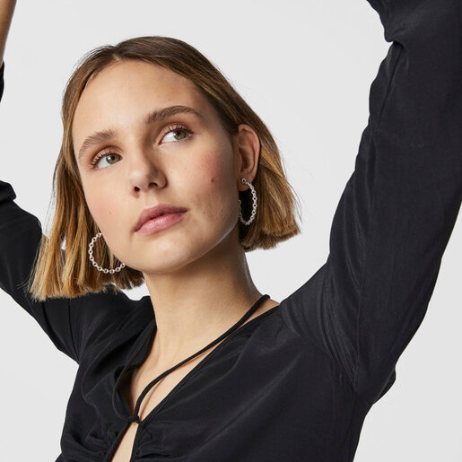 עגילי חישוק קלין מכסף סטרלינג