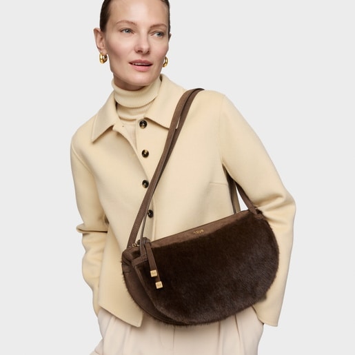 Bolso de hombro marrón TOUS Halfmoon