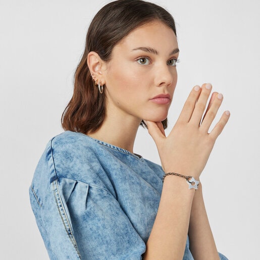 Браслет  Hold Metal из темного серебра и серебряной звезды